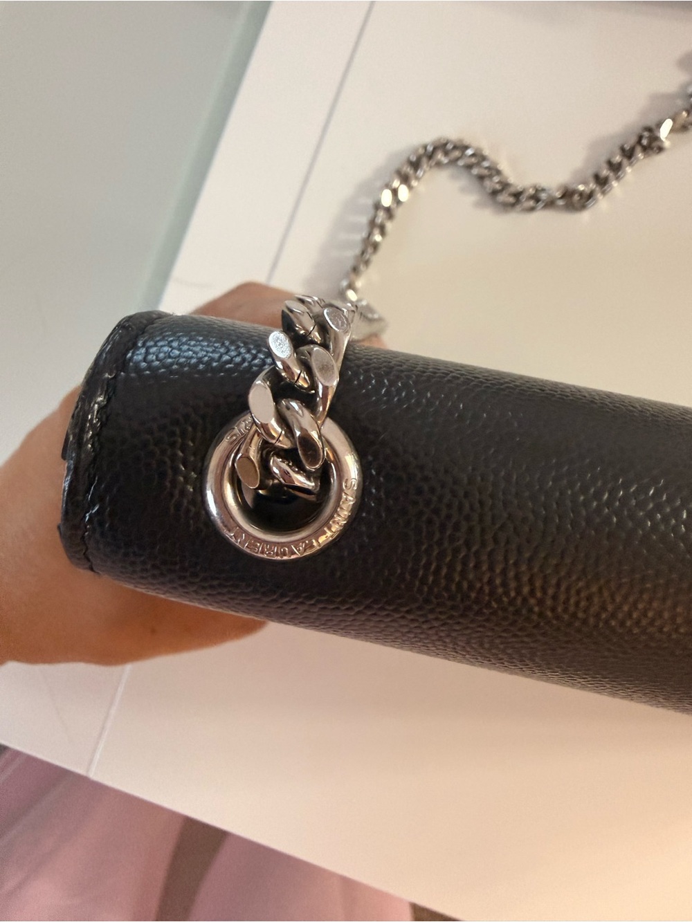 Saint Laurent Black Leather YSL Chain Crossbody Bag - Picture 6 of 9